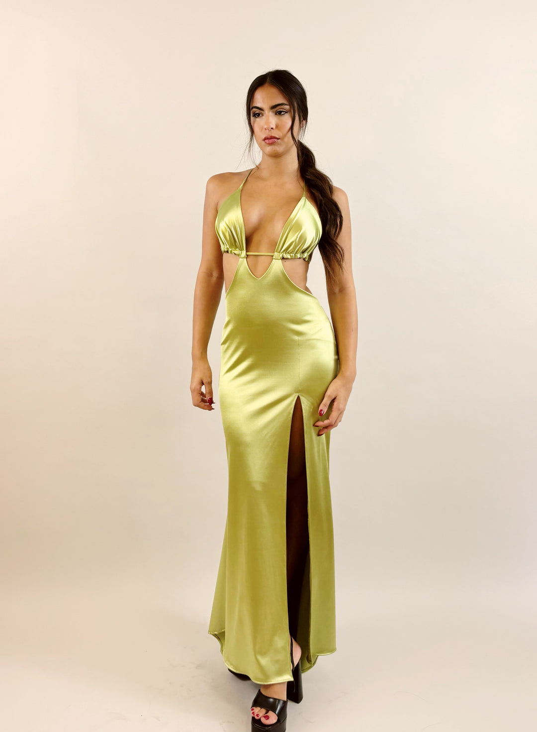 Bright Green Satin Evening Dress  Evening dress - StudioSharonGuy