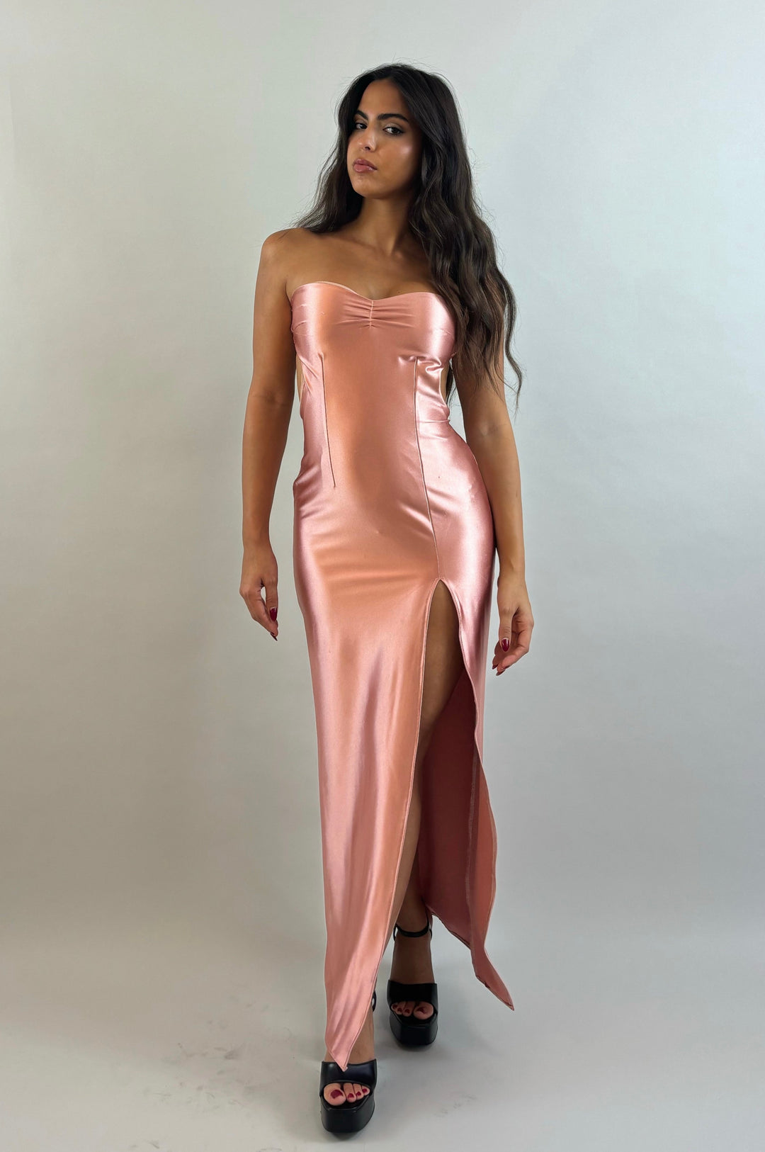 Rini - Pink Satin Evening Dress  Evening dress - StudioSharonGuy