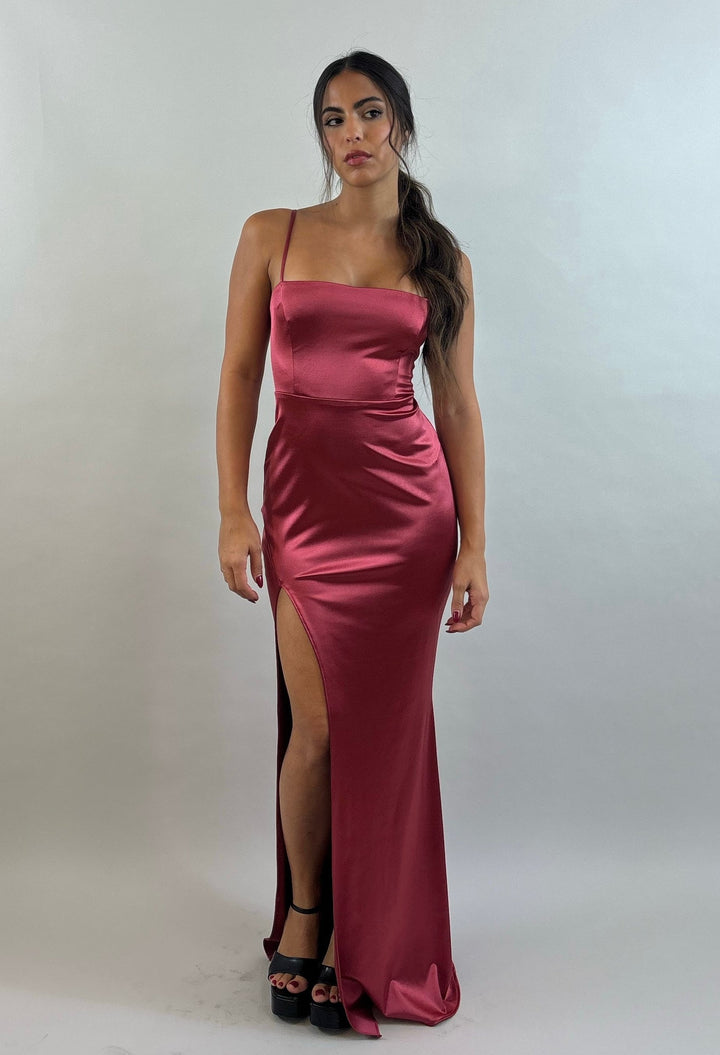 Bordeaux Satin Evening Dress  Evening dress - StudioSharonGuy