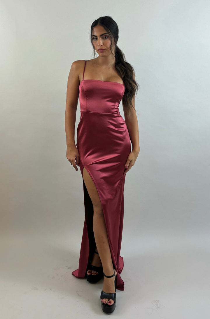 Bordeaux Satin Evening Dress  Evening dress - StudioSharonGuy