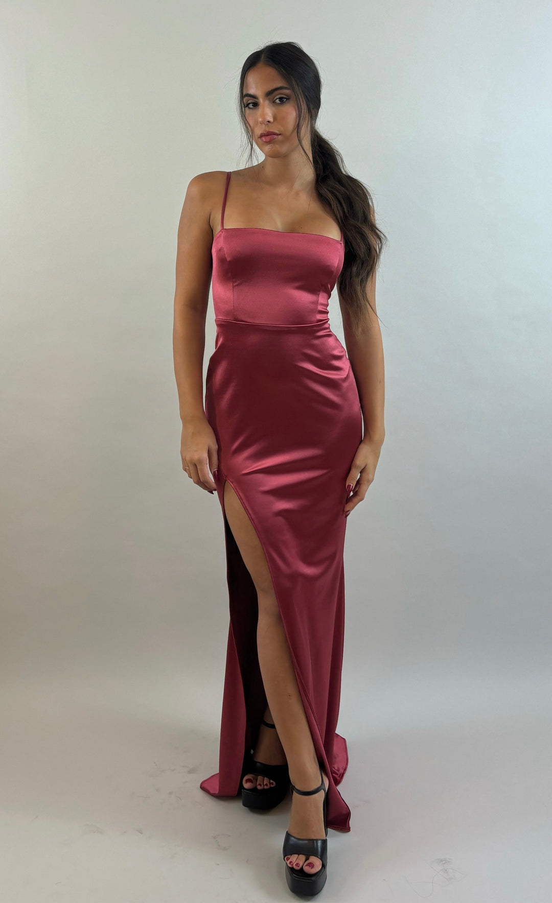 Bordeaux Satin Evening Dress  Evening dress - StudioSharonGuy