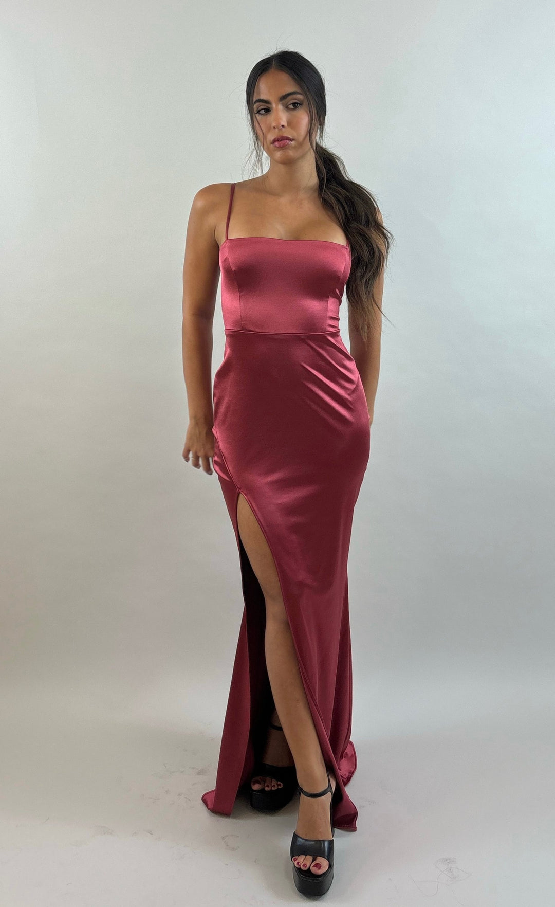 Bordeaux Satin Evening Dress  Evening dress - StudioSharonGuy