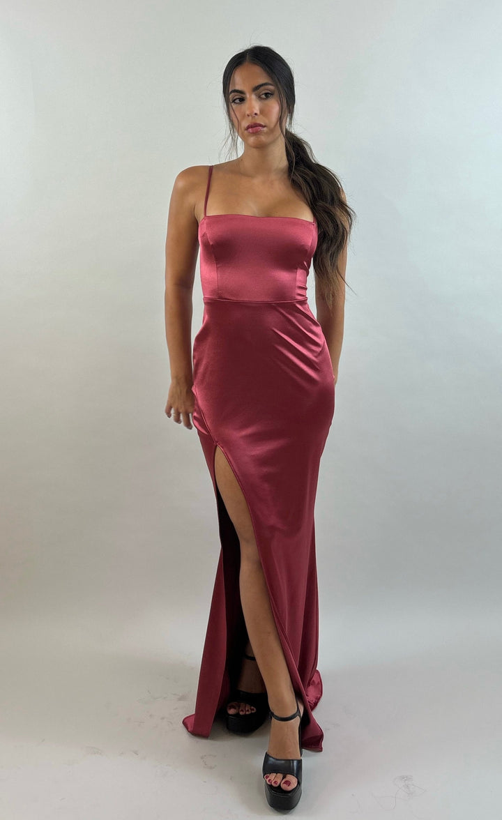 Bordeaux Satin Evening Dress  Evening dress - StudioSharonGuy