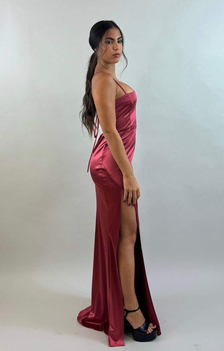 Bordeaux Satin Evening Dress  Evening dress - StudioSharonGuy