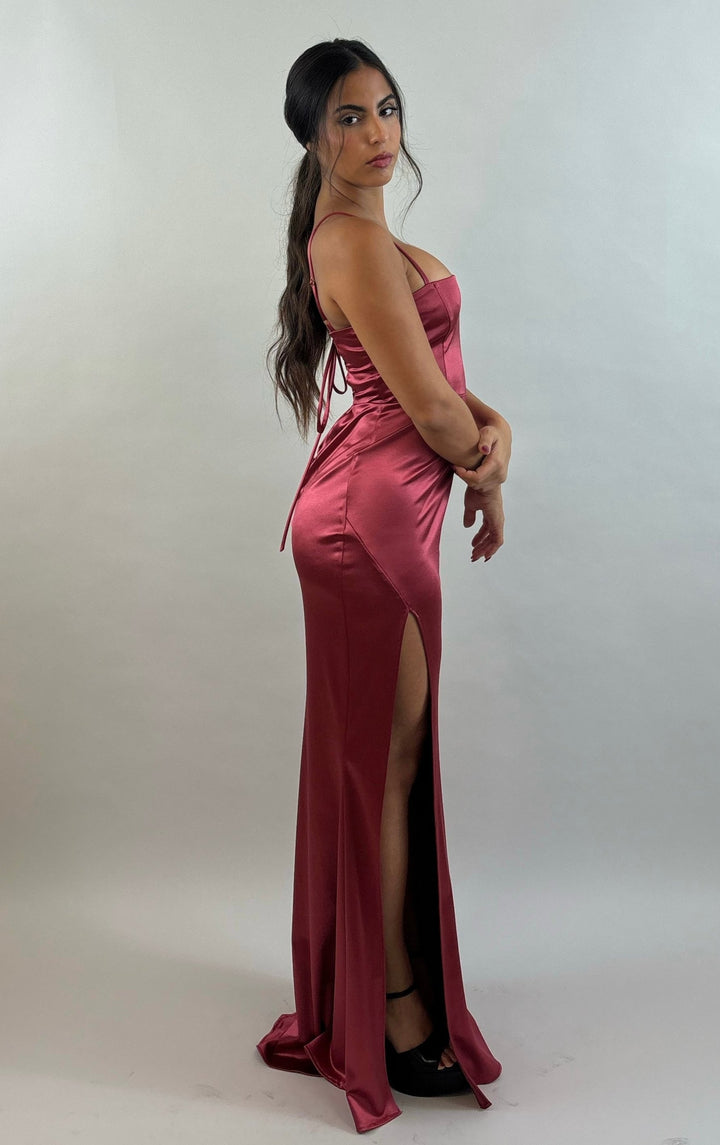 Bordeaux Satin Evening Dress  Evening dress - StudioSharonGuy