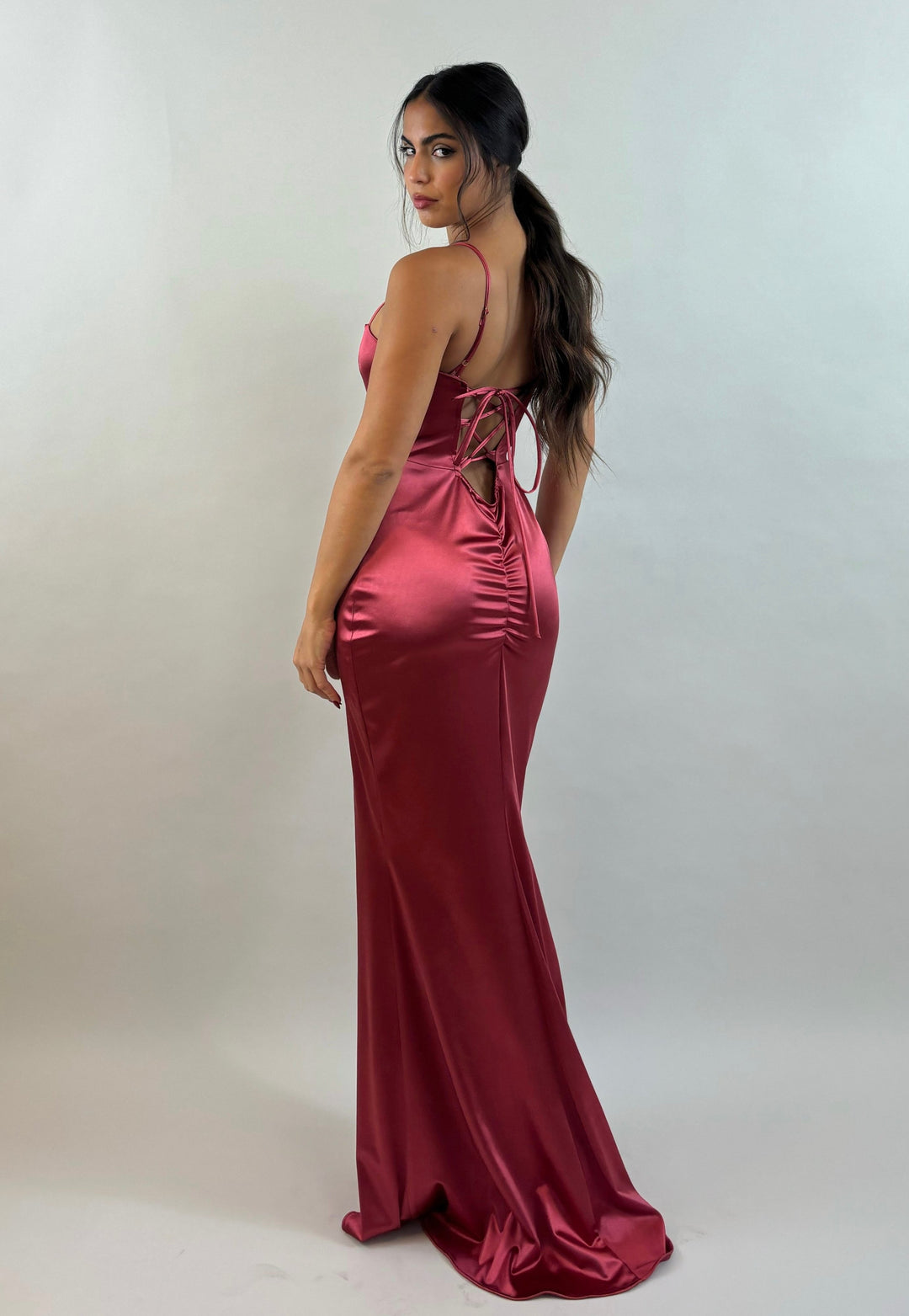 Bordeaux Satin Evening Dress  Evening dress - StudioSharonGuy