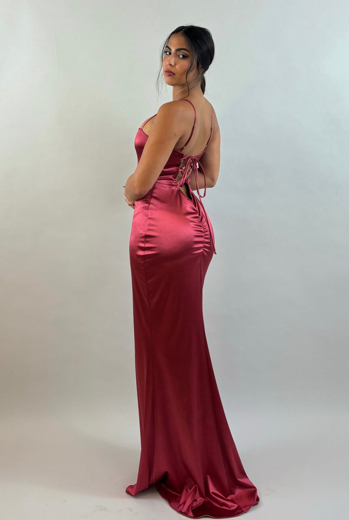 Bordeaux Satin Evening Dress  Evening dress - StudioSharonGuy