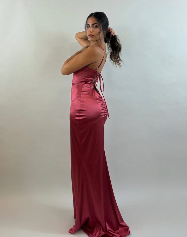 Bordeaux Satin Evening Dress  Evening dress - StudioSharonGuy