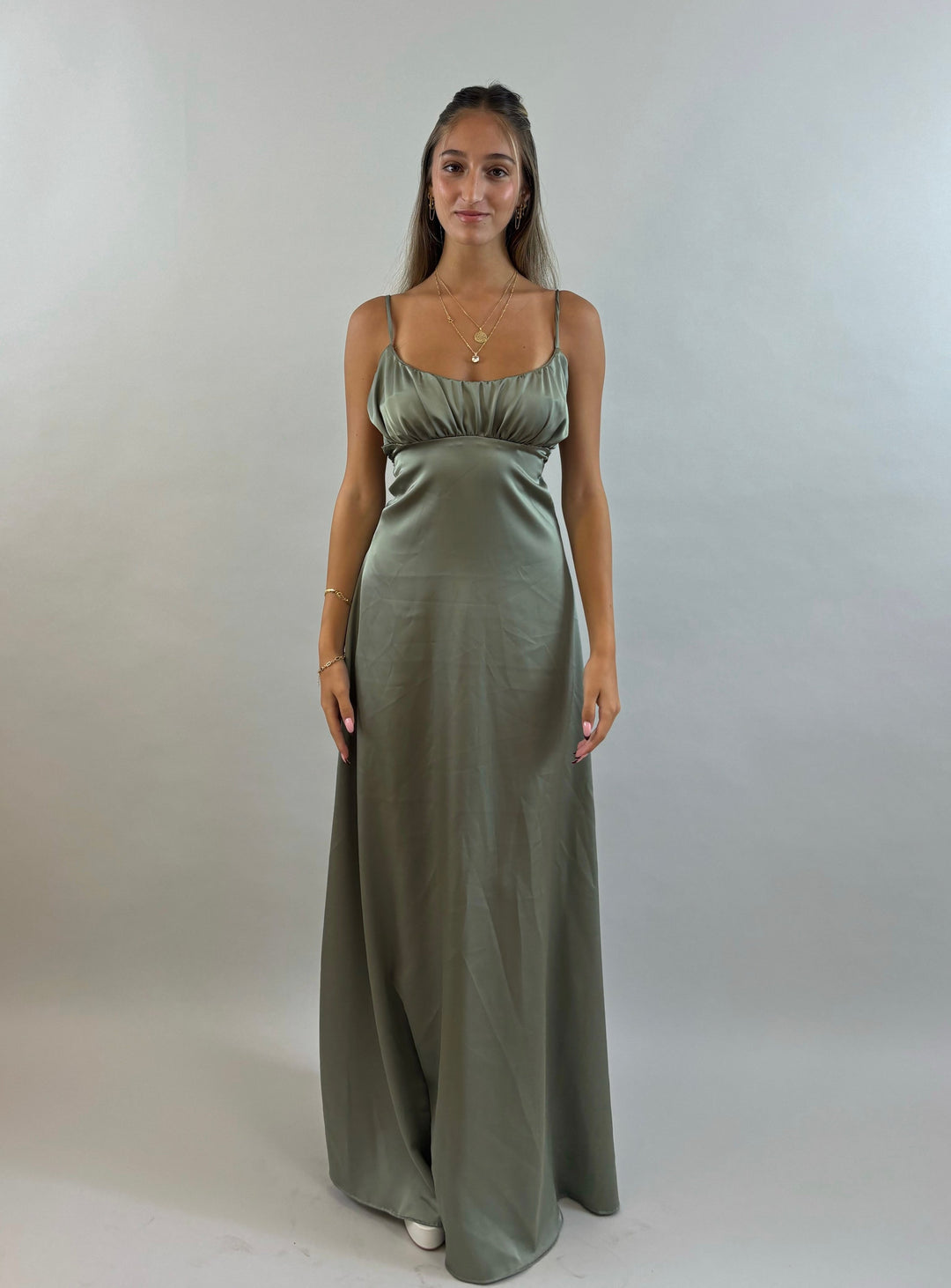 Shir - Green Satin Evening Dress  Evening dress - StudioSharonGuy