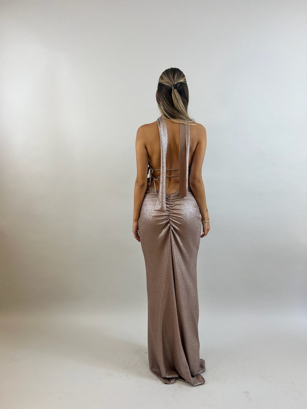 Nude Color Shimmering Lycra Evening Dress  Evening dress - StudioSharonGuy