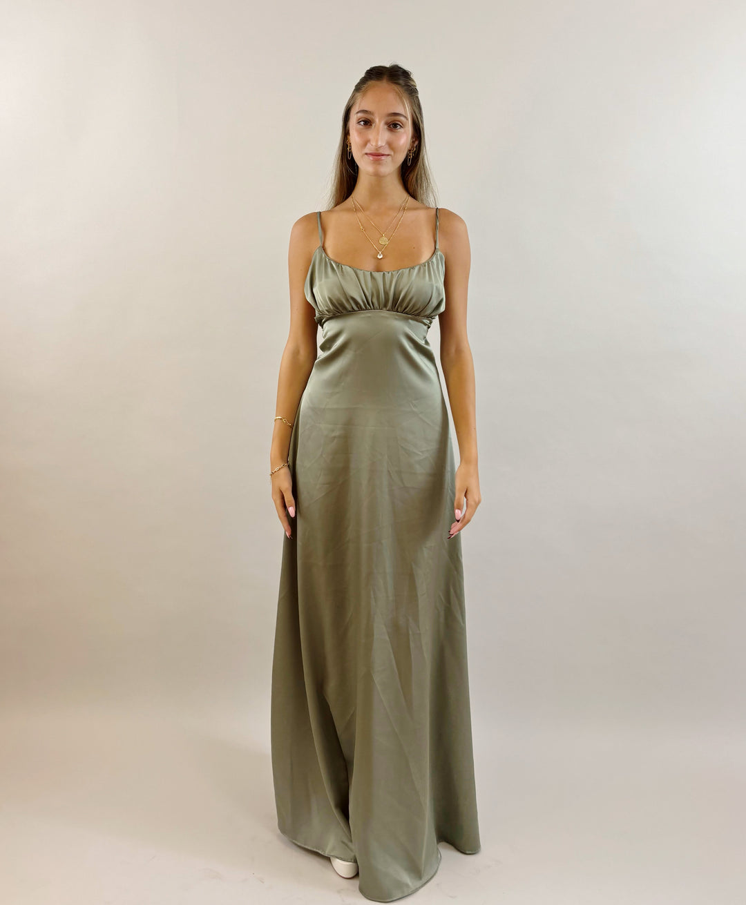 Shir - Green Satin Evening Dress  Evening dress - StudioSharonGuy