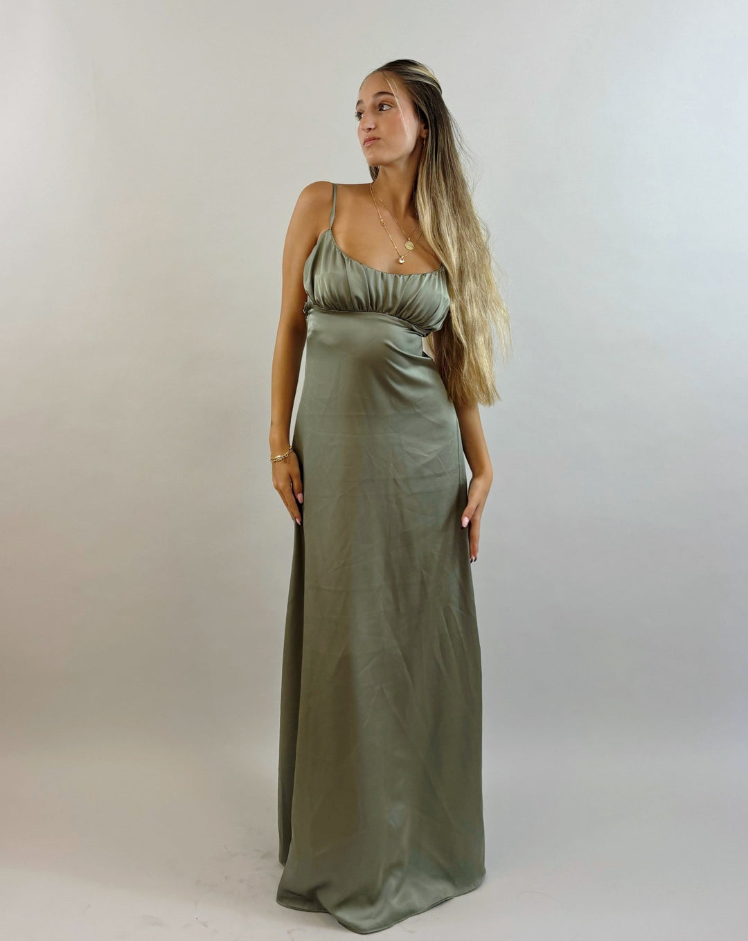 Shir - Green Satin Evening Dress  Evening dress - StudioSharonGuy