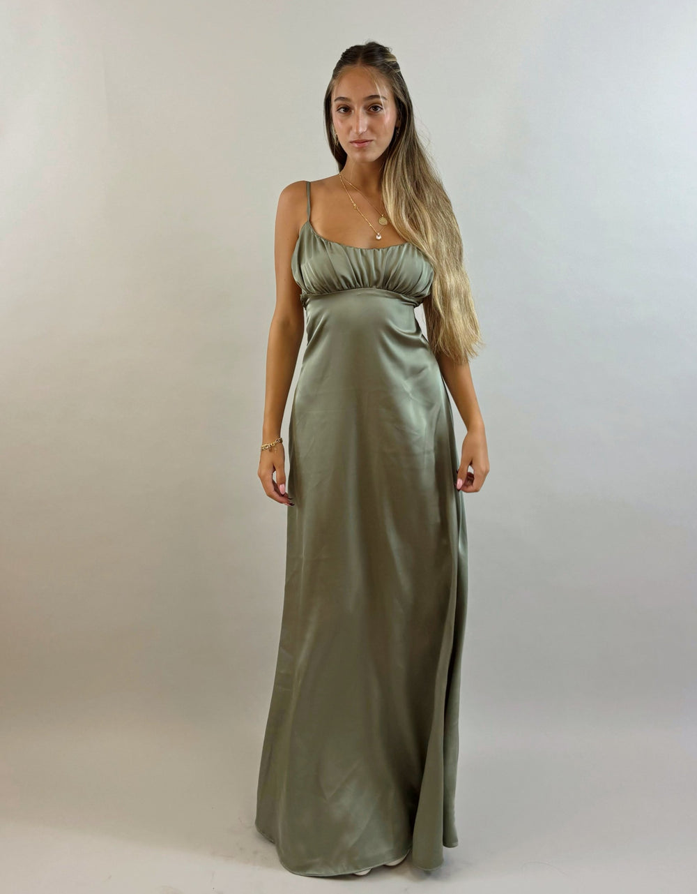 Shir - Green Satin Evening Dress  Evening dress - StudioSharonGuy