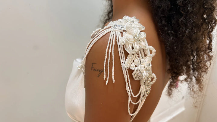 Pearl Cascade Dress Straps  Arm bracelet - StudioSharonGuy