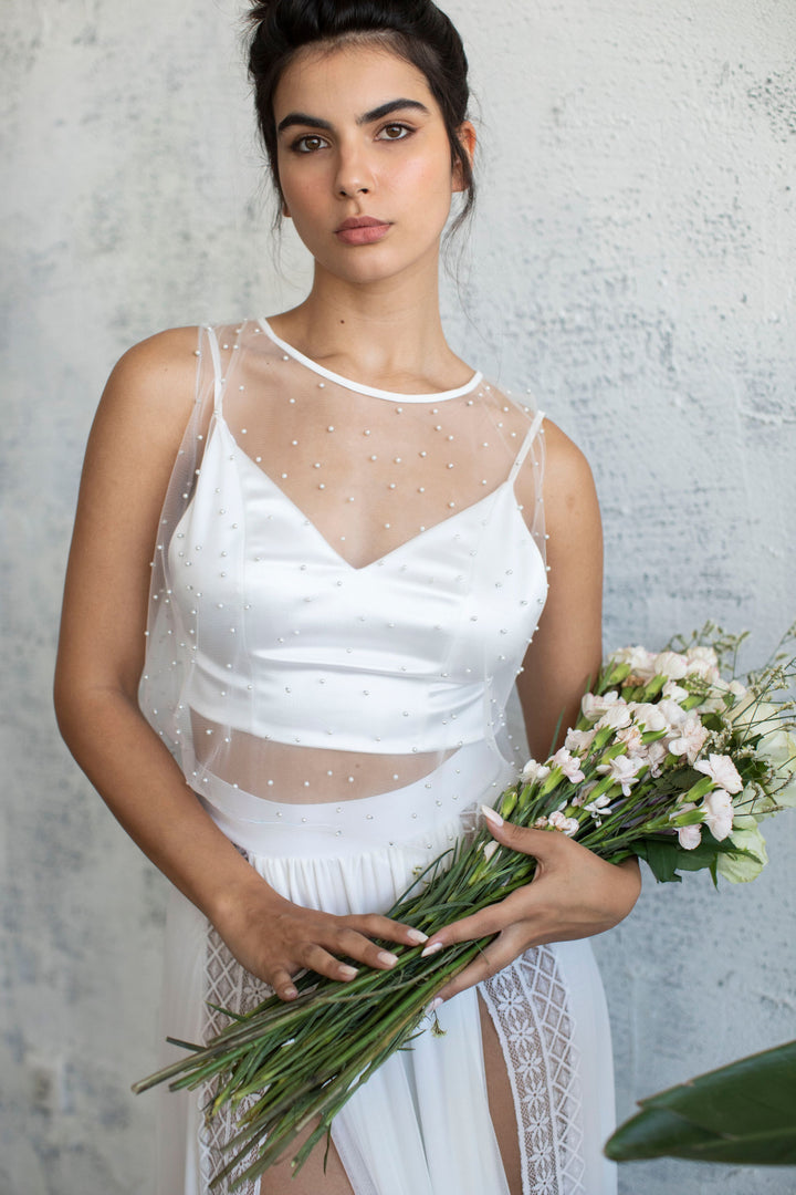 PEARL TOP  Wedding Dress - StudioSharonGuy