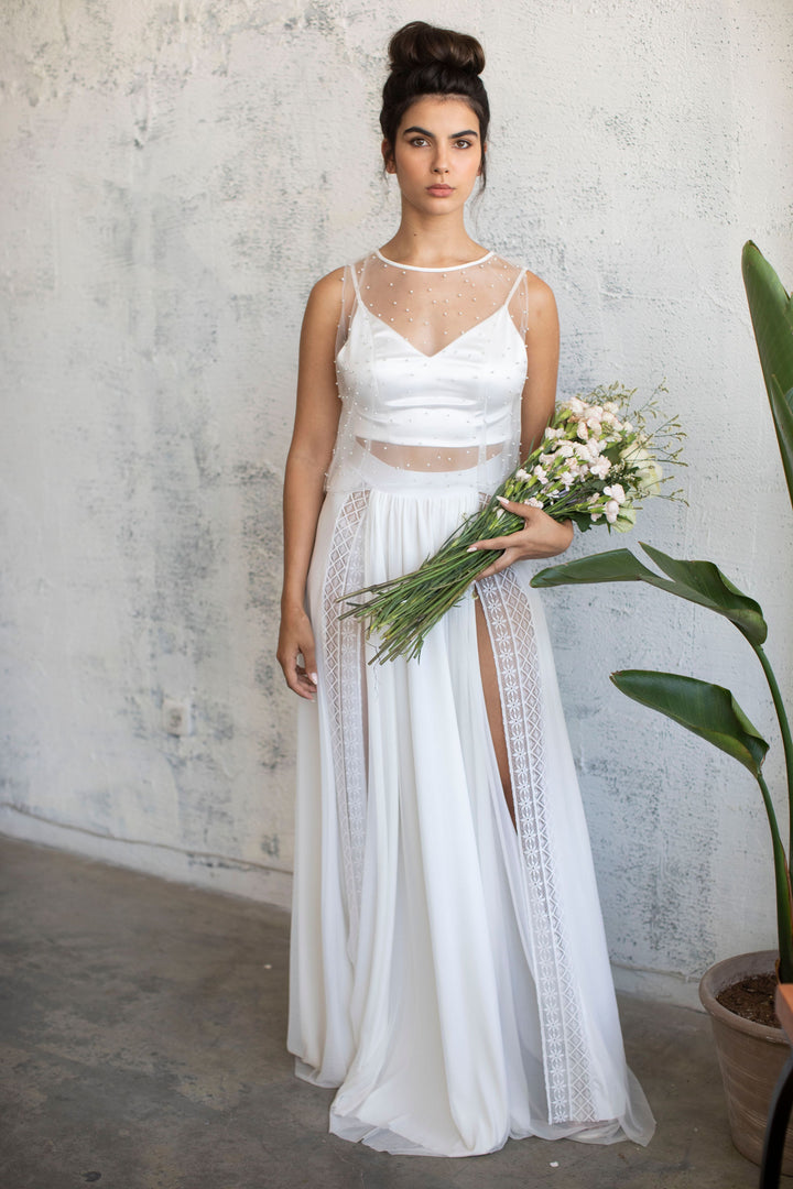 PEARL TOP  Wedding Dress - StudioSharonGuy
