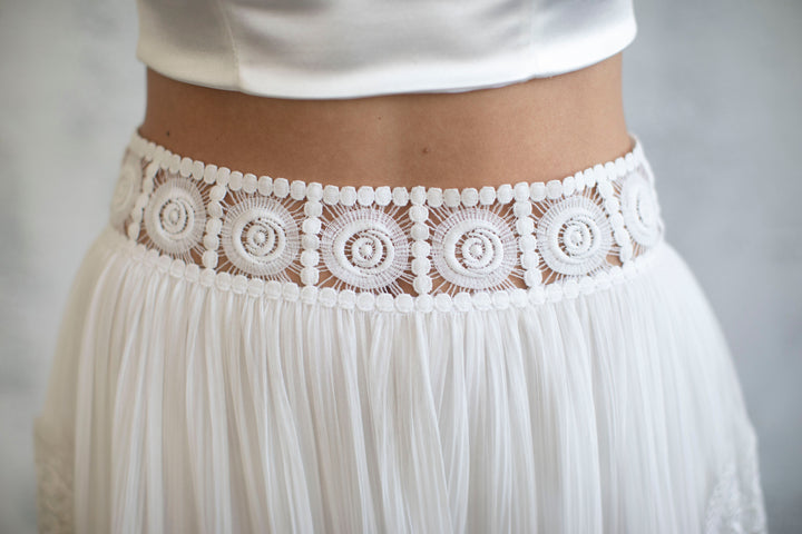 Pleated Chiffon Maxi Skirt  Wedding Dress - StudioSharonGuy