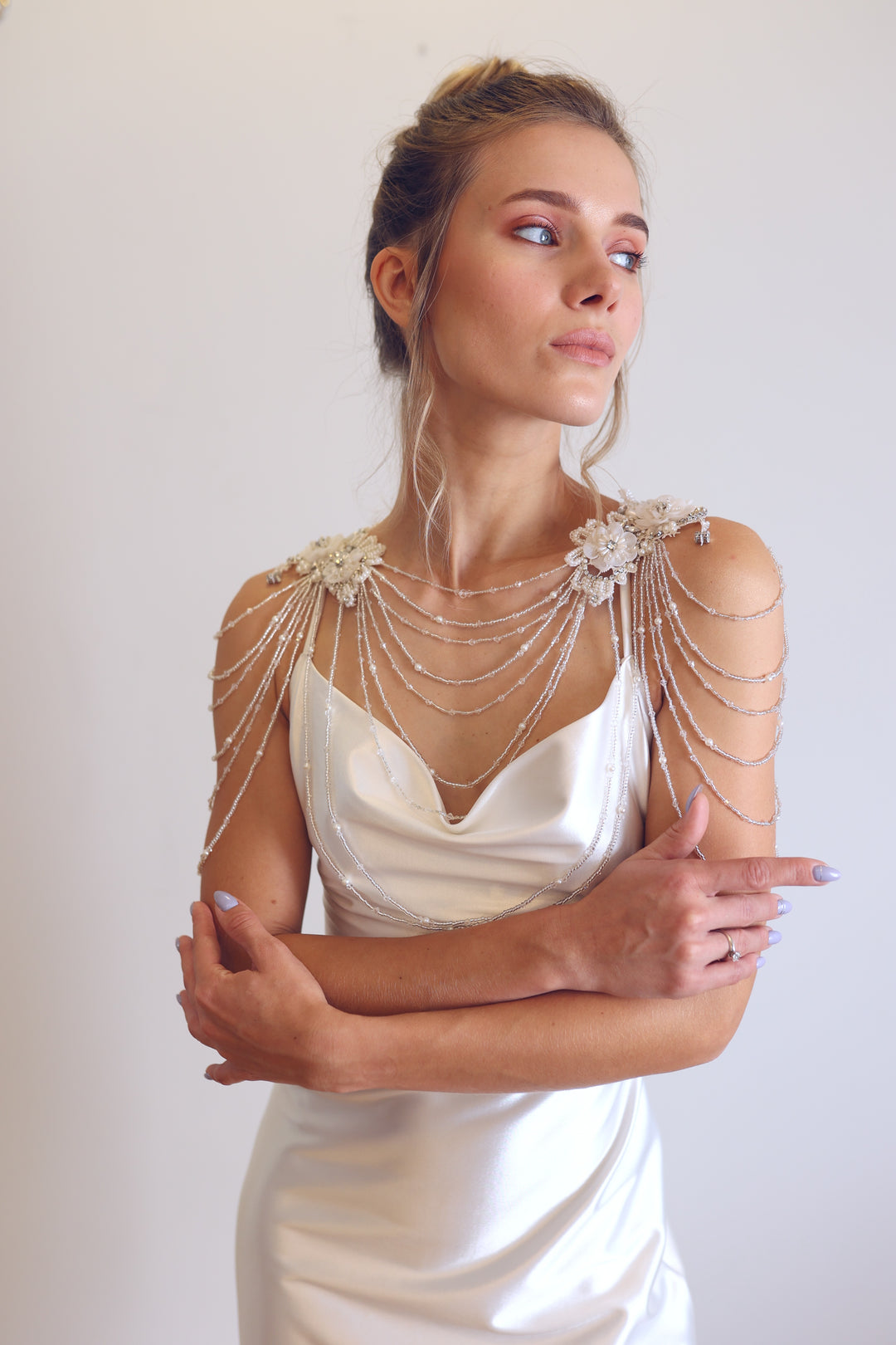 Wedding Shoulder Jewelry, Lace Bridal Epaulettes Sleeves,  sleeve wedding dress - StudioSharonGuy